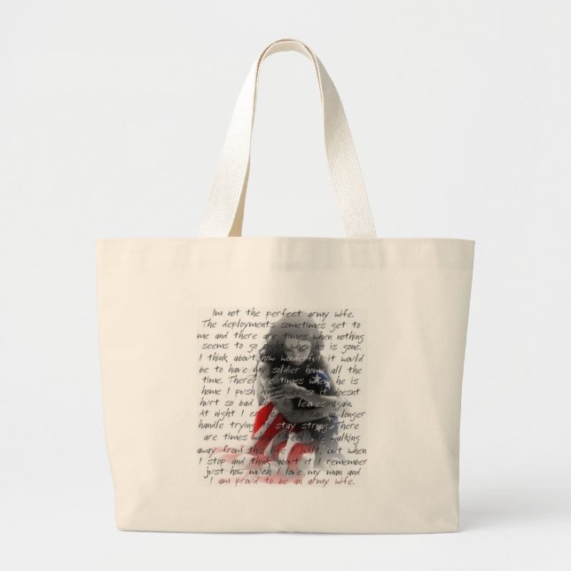 Grand Tote Bag Poème d'épouse d'armée (Devant)