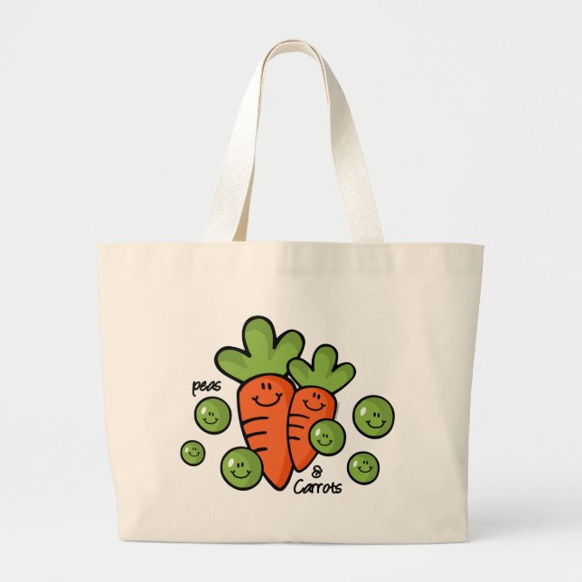 Grand Tote Bag Pois et carottes (Devant)