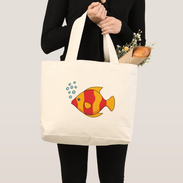 Grand Tote Bag Poisson rouge orange tropical (Devant (produit))