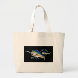 Grand Tote Bag poissons et bateaux de dauphin