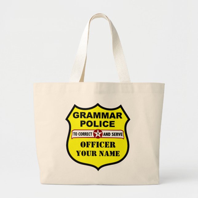 Grand Tote Bag Police Fourre-tout personnalisable de grammaire (Devant)