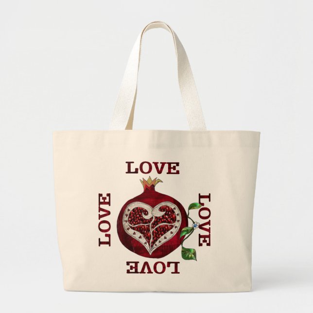 Grand Tote Bag Pomegranate Heart LOVE Valentine (Devant)