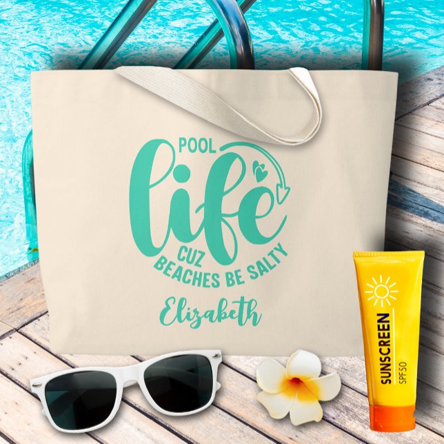 Grand Tote Bag Pool Life Turquoise (Pool Life Turquoise Large Tote Bag)