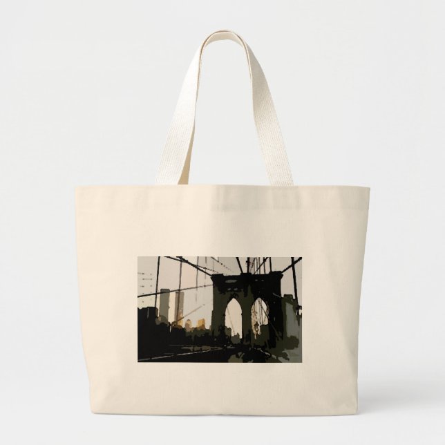 Grand Tote Bag Pop Art Brooklyn Bridge (Devant)