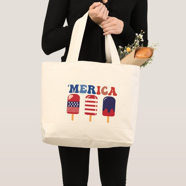 Grand Tote Bag Popsicle Merica Independence Day 4 juillet (Devant (produit))