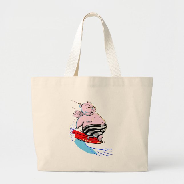 Grand Tote Bag porc surfant (Devant)