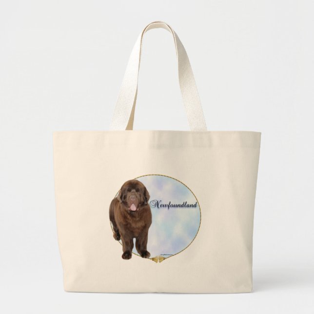 Grand Tote Bag Portrait Brown de Terre-Neuve (Devant)