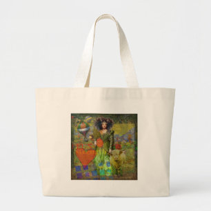 Grand Tote Bag Portrait de femme classique vintage Taureau Art go
