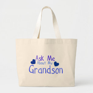Grand Tote Bag Posez-moi des questions sur mon petit-fils !