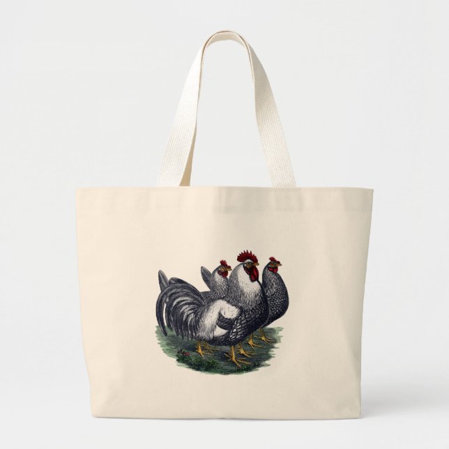 Grand Tote Bag Poulets vintages (Devant)