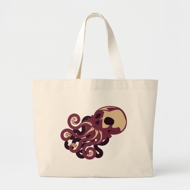 Grand Tote Bag Poulpe de crâne (Devant)