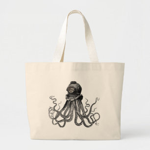 Grand Tote Bag Poulpe et casque de plongée