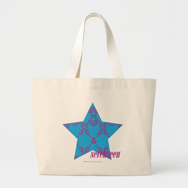 Grand Tote Bag Pourpre-Aqua 2 de damassé (Devant)