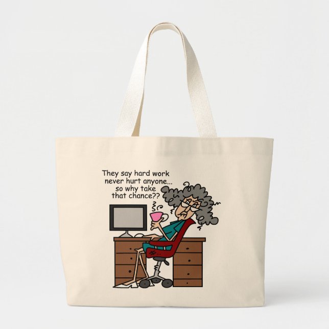 Grand Tote Bag Pourquoi humour de dur labeur d'occasion (Devant)