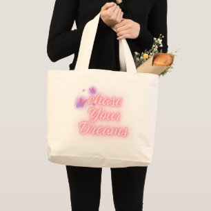 Grand Tote Bag « Poursuis tes rêves – Filles fantaisistes tendanc