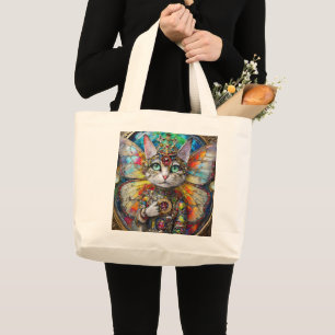 Grand Tote Bag Princesse Kitty Chat de la Brigade des papillons