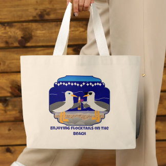 Grand Tote Bag Profiter de Flocktails sur la Plage Drôle de Mouet