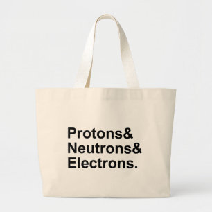 Grand Tote Bag Protons Neutrons Électrons   3 Parties d'un Atome