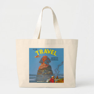 Grand Tote Bag Publicité vintage Egypt Air Travel
