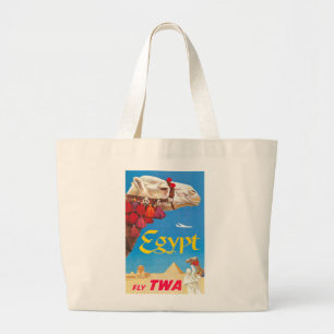 Grand Tote Bag Publicité vintage Egypt Air Travel