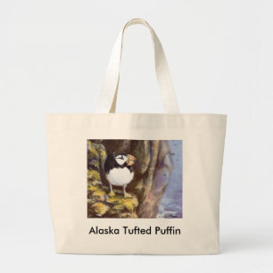 Grand Tote Bag Puffin touffu de l'Alaska
