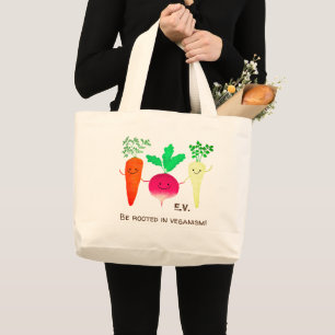 Grand Tote Bag Pun de légumes racines - Être enraciné dans le vég