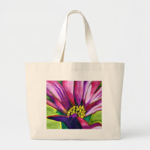 Grand Tote Bag Purple African Daisy watercolor art flower