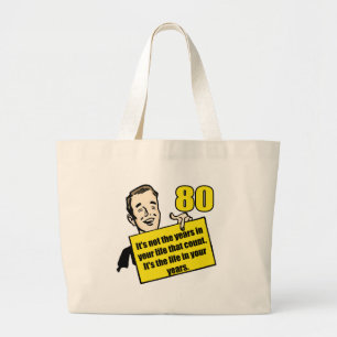 Grand Tote Bag Quatre-vingtième cadeaux d'anniversaire de la vie