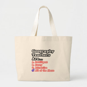 Grand Tote Bag Quiz de l'enseignant en géographie...Plaisanterie