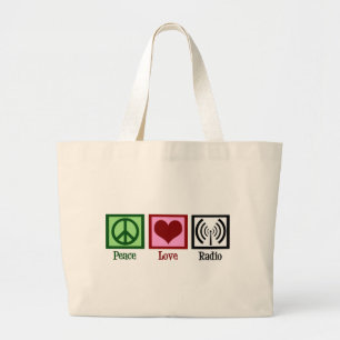 Grand Tote Bag Radio d'amour de paix