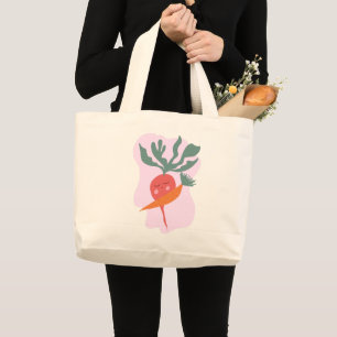 Grand Tote Bag Radis et Carotte Dessin Animé Mignon