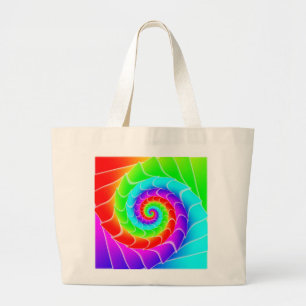Grand Tote Bag Rainbow Spiral ( vous pouvez ajouter des mots )