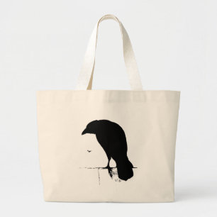 Grand Tote Bag Raven vintage - Goth customisé rappelle Ravens