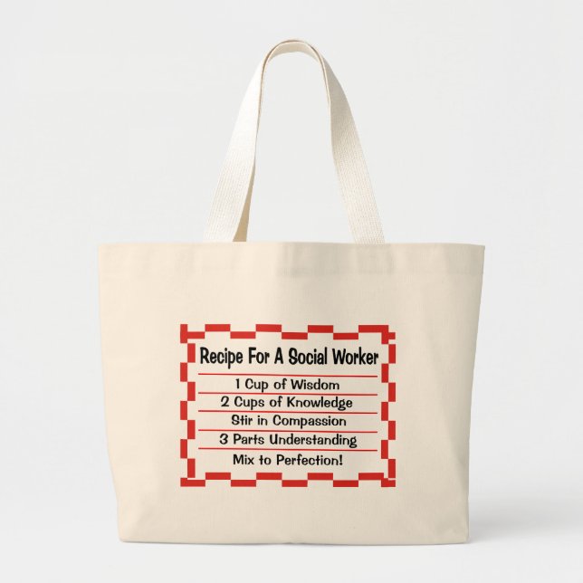 Grand Tote Bag Recette pour un assistant social (Devant)