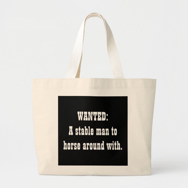 Grand Tote Bag RECHERCHÉ : Un homme stable au cheval autour avec (Devant)