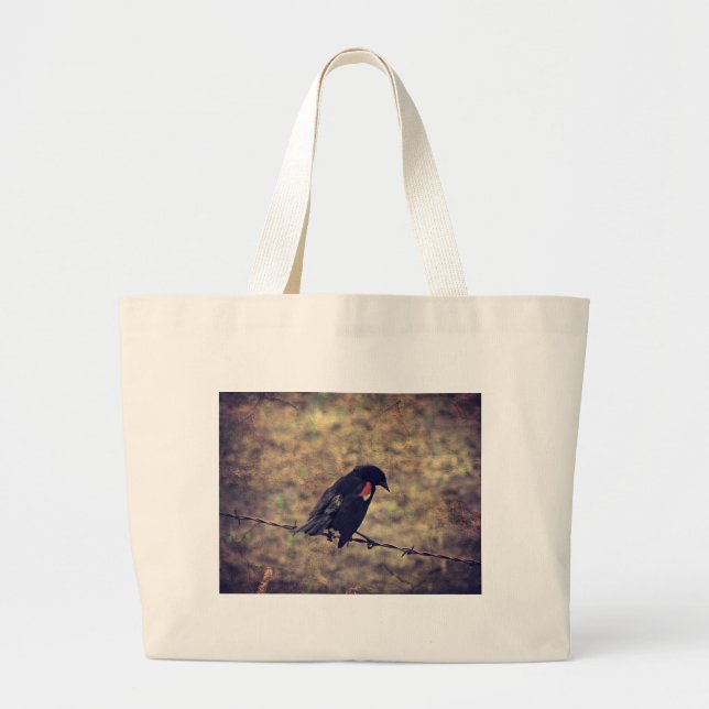 Grand Tote Bag Red Wing Blackbird sur Barbed (Devant)