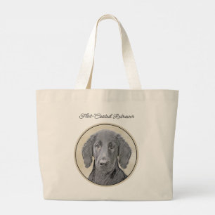 Grand Tote Bag Retriever à couche plate Peinture de chien animal