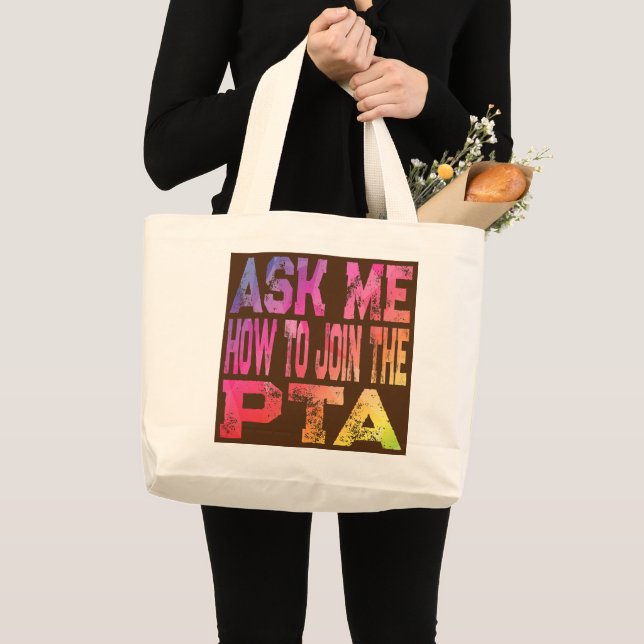 Grand Tote Bag Retro Demandez-Moi Comment Rejoindre L'Enseignant  (Devant (produit))