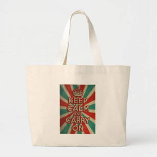 Grand Tote Bag Rétro gardez le calme et continuez