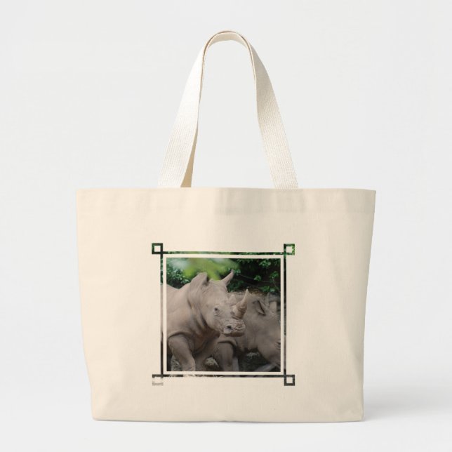 Grand Tote Bag Rhinocéros amical (Devant)