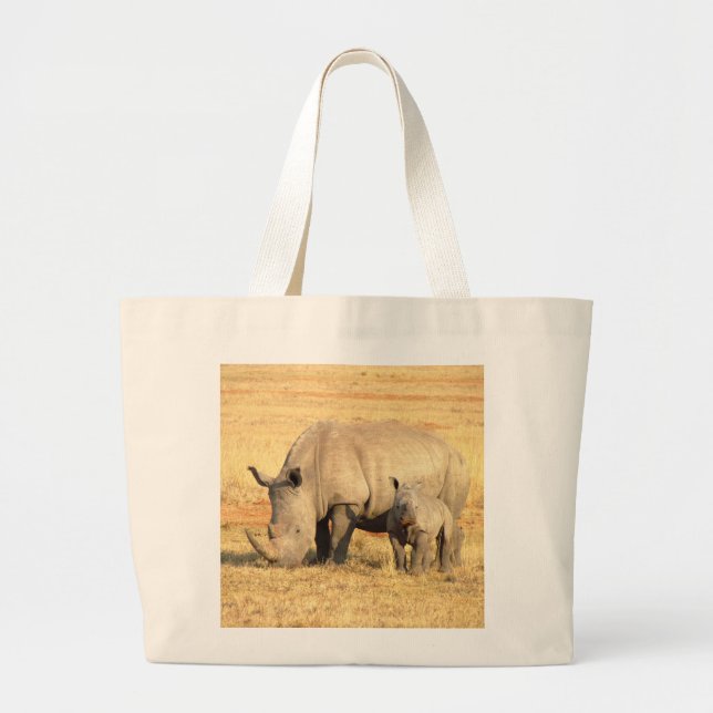 Grand Tote Bag rhinocéros mignons en afrique (Devant)