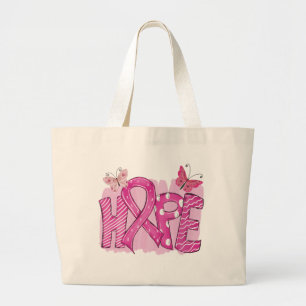 Grand Tote Bag Rosé Ribbon Guerrier Survivant Fighter Cancer du