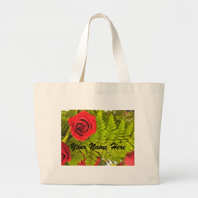 Grand Tote Bag Rose rouge et foune *personnalisez* BAG (Devant)