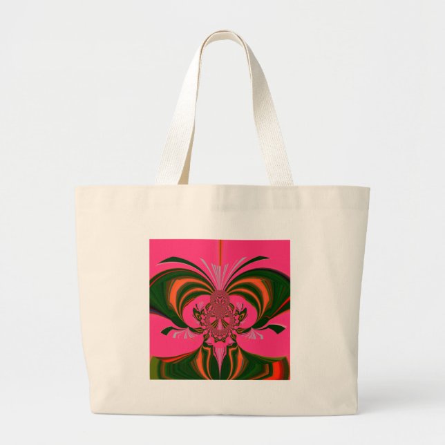 Grand Tote Bag Rose rouge or vert (Devant)