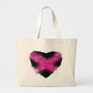 Grand Tote Bag Rosée choquante sur la parties scintillant noire p