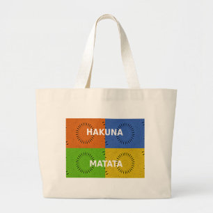Grand Tote Bag Rouge doré Vert Hakuna Matata