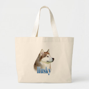 Grand Tote Bag Rouge Sibérien Husky Nom