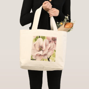 Grand Tote Bag Rougissent les fleurs de magnolia