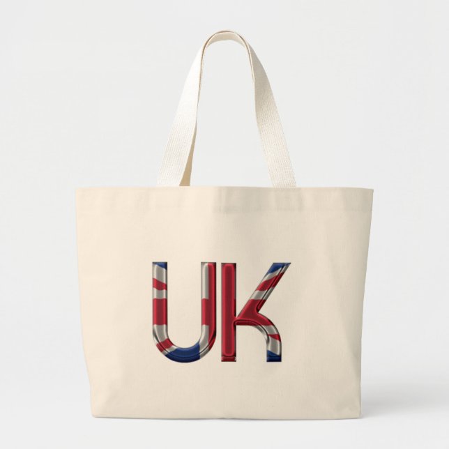 Grand Tote Bag Royaume-Uni Union Jack British Drapeau Typographie (Devant)
