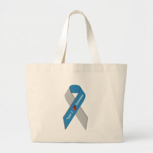 Grand Tote Bag Ruban de conscience de diabète de type 1